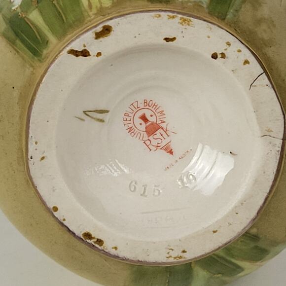 Turn Teplitz Bohemia Vase Ivory Floral Porcelain Amphora Elegant Art Nouveau 9" - Picture 12 of 16